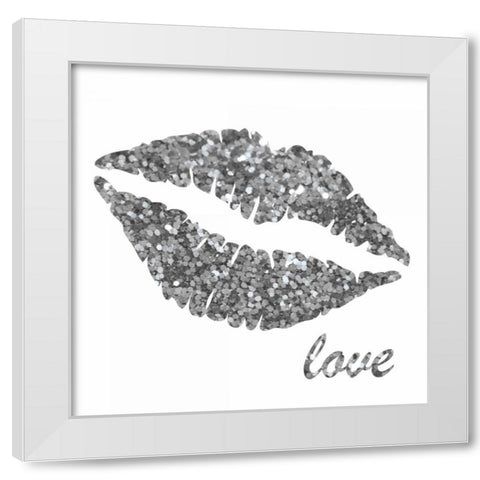 Glitter Lips Sq II White Modern Wood Framed Art Print by Harbick, N.