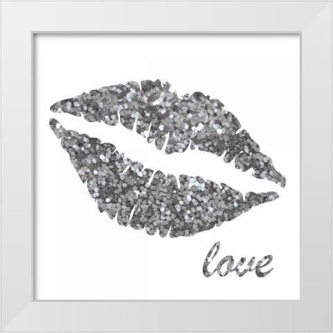 Glitter Lips Sq II White Modern Wood Framed Art Print by Harbick, N.