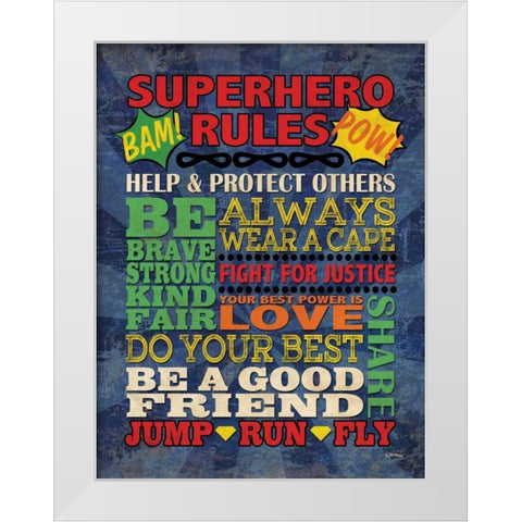 Superhero Rules White Modern Wood Framed Art Print by Harbick, N.