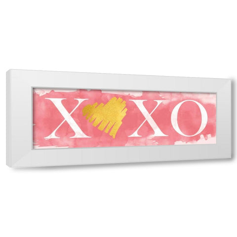 Pink XOXO White Modern Wood Framed Art Print by Harbick, N.