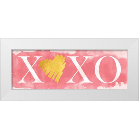 Pink XOXO White Modern Wood Framed Art Print by Harbick, N.
