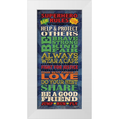 Superhero Rules Panel White Modern Wood Framed Art Print by Harbick, N.