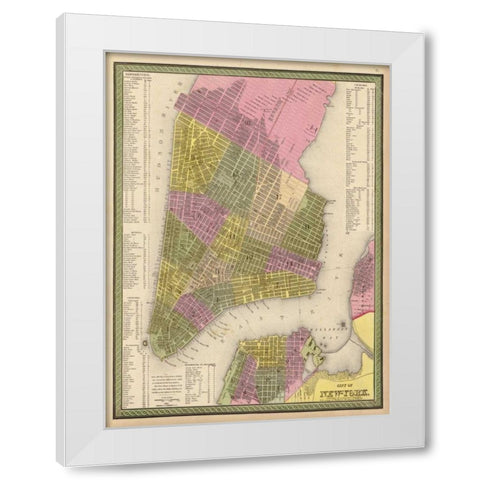 Vintage NYC Map White Modern Wood Framed Art Print by Harbick, N.