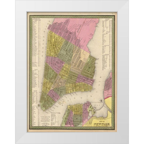 Vintage NYC Map White Modern Wood Framed Art Print by Harbick, N.