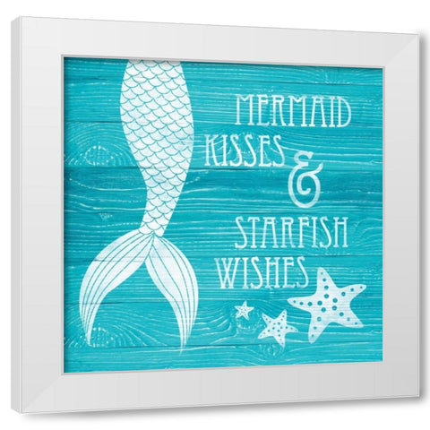 Mermaid Kisses White Modern Wood Framed Art Print by Harbick, N.