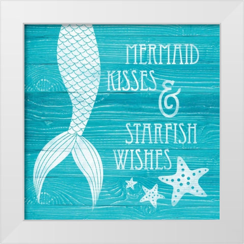 Mermaid Kisses White Modern Wood Framed Art Print by Harbick, N.