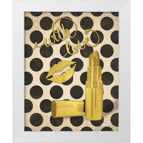 With Love Lipstick White Modern Wood Framed Art Print by Harbick, N.