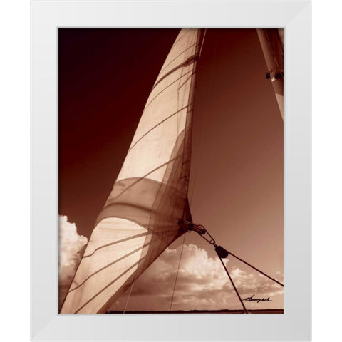 Windward Sail II White Modern Wood Framed Art Print by Hausenflock, Alan