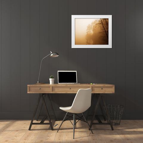 Fog on Shelly Lake I White Modern Wood Framed Art Print by Hausenflock, Alan