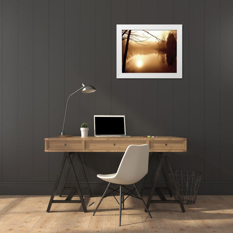 Fog on Shelly Lake II White Modern Wood Framed Art Print by Hausenflock, Alan