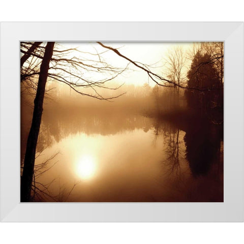 Fog on Shelly Lake II White Modern Wood Framed Art Print by Hausenflock, Alan