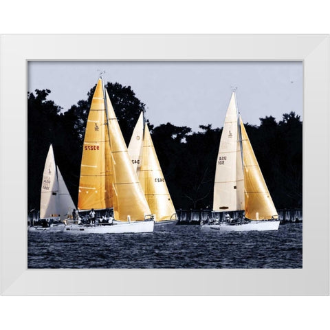 Race at Annapolis II White Modern Wood Framed Art Print by Hausenflock, Alan