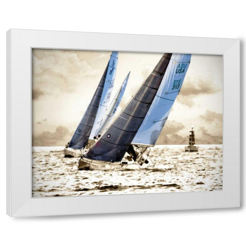 Racing Waters I White Modern Wood Framed Art Print by Hausenflock, Alan