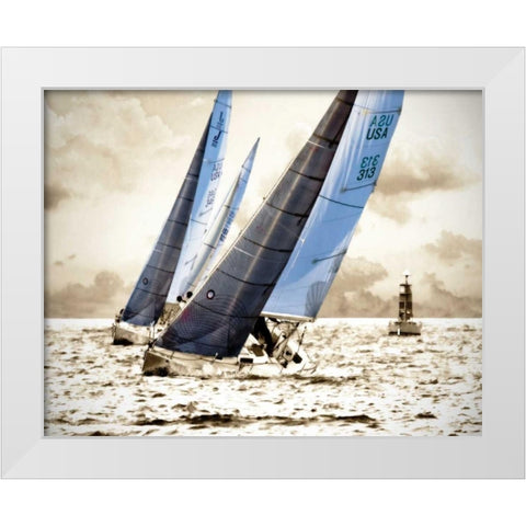 Racing Waters I White Modern Wood Framed Art Print by Hausenflock, Alan