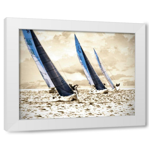Racing Waters II White Modern Wood Framed Art Print by Hausenflock, Alan