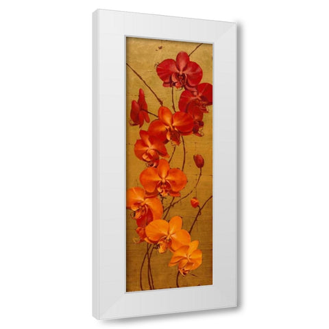 Golden Orchids I White Modern Wood Framed Art Print by Catlett, Kenneth