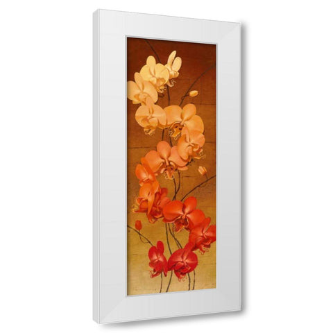 Golden Orchids II White Modern Wood Framed Art Print by Catlett, Kenneth