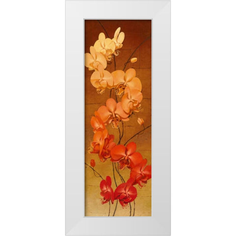 Golden Orchids II White Modern Wood Framed Art Print by Catlett, Kenneth
