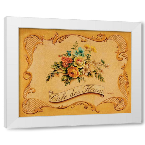 Cafe des Fleurs White Modern Wood Framed Art Print by Jones, Catherine