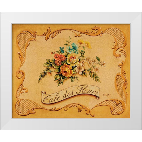 Cafe des Fleurs White Modern Wood Framed Art Print by Jones, Catherine
