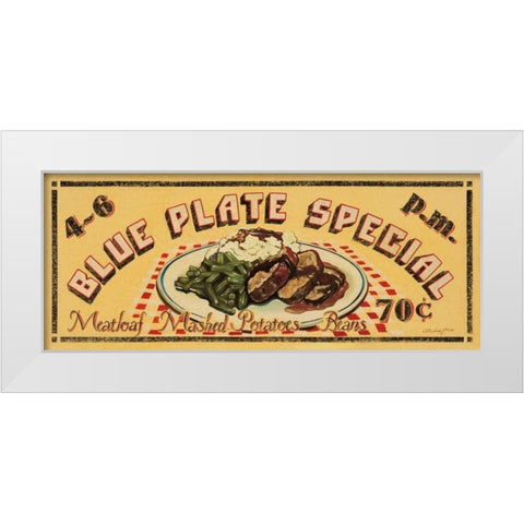 Blue Plate Special White Modern Wood Framed Art Print by Jones, Catherine
