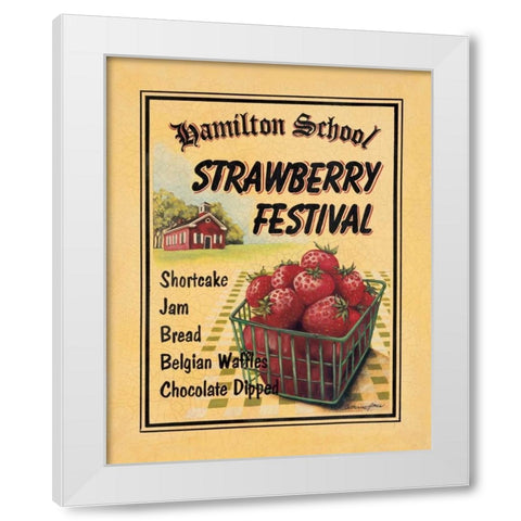 Strawberry Festival White Modern Wood Framed Art Print by Jones, Catherine