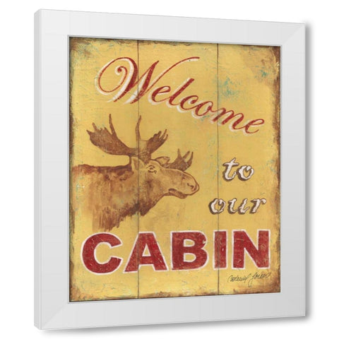 Cabin Welcome White Modern Wood Framed Art Print by Jones, Catherine