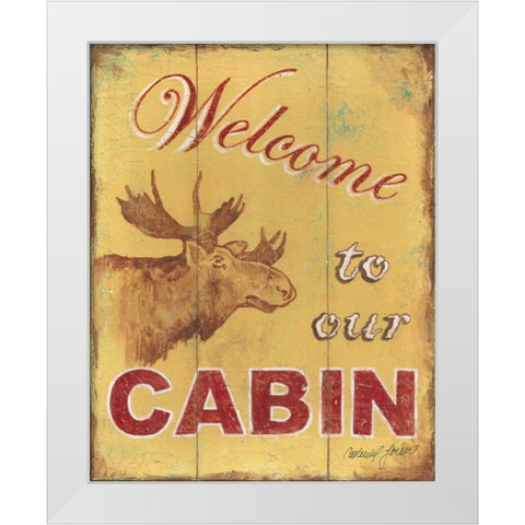 Cabin Welcome White Modern Wood Framed Art Print by Jones, Catherine