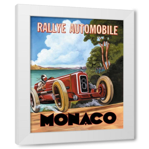 Monaco Rallye White Modern Wood Framed Art Print by Jones, Catherine