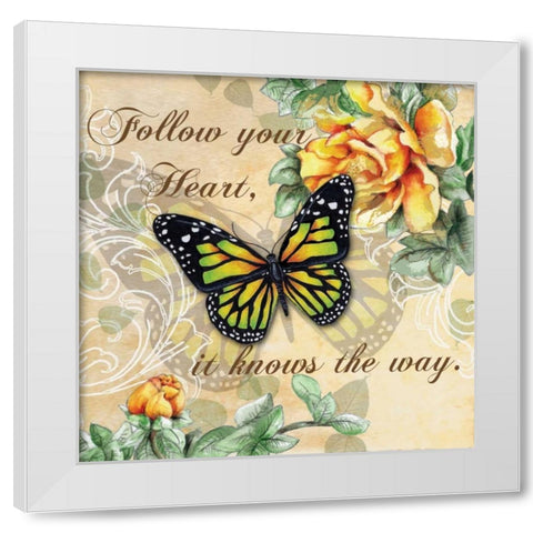 Inspire Butterfly I White Modern Wood Framed Art Print by Knold, Donna