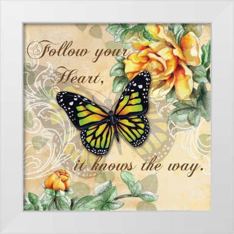 Inspire Butterfly I White Modern Wood Framed Art Print by Knold, Donna