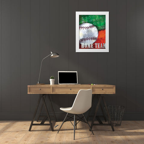 Baseball White Modern Wood Framed Art Print by Knold, Donna