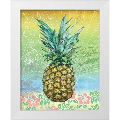 Summer Splash Pineapple White Modern Wood Framed Art Print by K, Onna