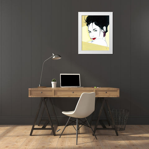 Carmen White Modern Wood Framed Art Print by Leal, Steve