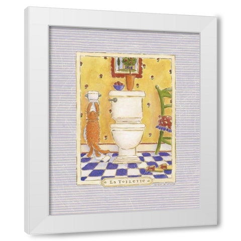 Kitty Toilette White Modern Wood Framed Art Print by McCollum, Sudi