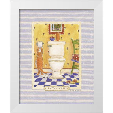 Kitty Toilette White Modern Wood Framed Art Print by McCollum, Sudi