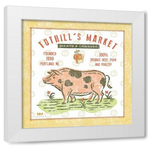 Tuthill Pig White Modern Wood Framed Art Print by McCollum, Sudi
