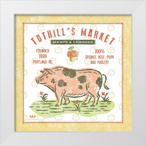 Tuthill Pig White Modern Wood Framed Art Print by McCollum, Sudi