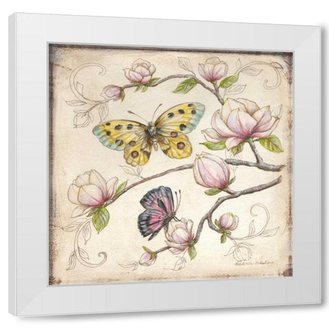Le Jardin Butterfly IV White Modern Wood Framed Art Print by McRostie, Kate