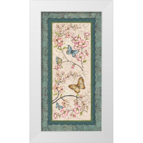 Le Jardin Butterfly Panel I White Modern Wood Framed Art Print by McRostie, Kate