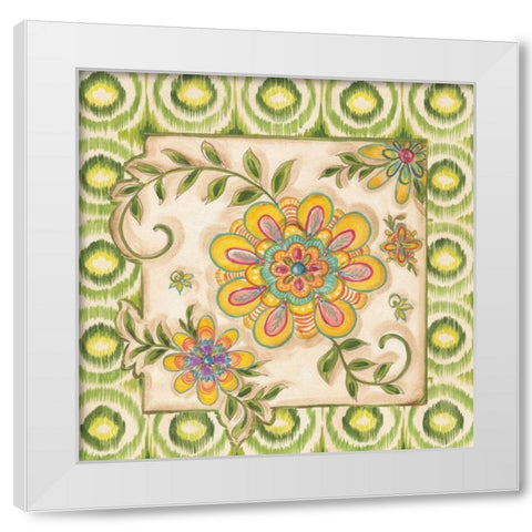 Ikat Floral I White Modern Wood Framed Art Print by McRostie, Kate