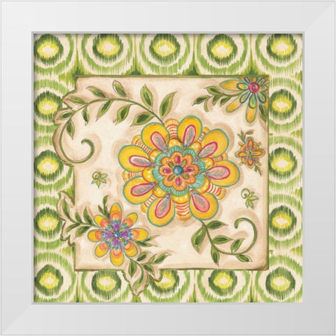 Ikat Floral I White Modern Wood Framed Art Print by McRostie, Kate