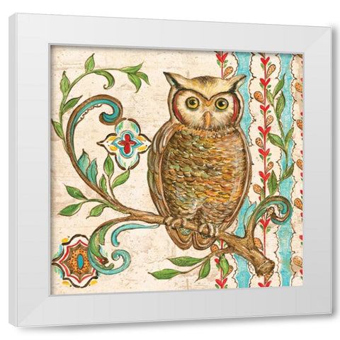 Treetop Owl I White Modern Wood Framed Art Print by McRostie, Kate