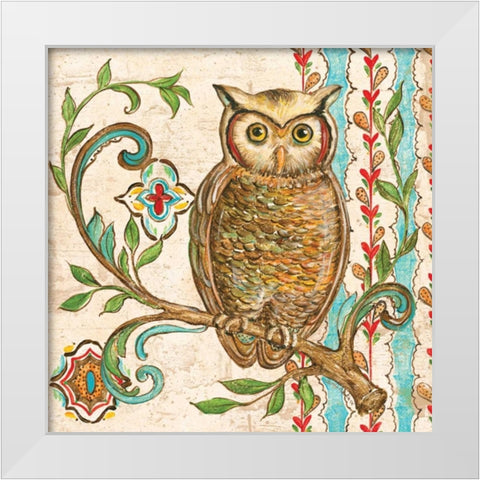 Treetop Owl I White Modern Wood Framed Art Print by McRostie, Kate