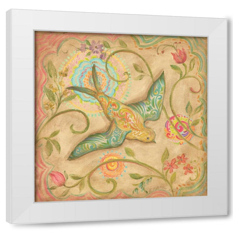 Springtime Birds III White Modern Wood Framed Art Print by McRostie, Kate