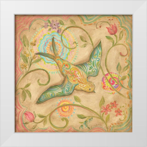 Springtime Birds III White Modern Wood Framed Art Print by McRostie, Kate