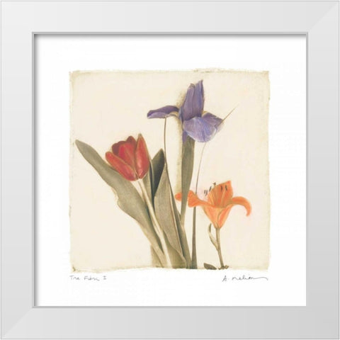 Tre Fiori I White Modern Wood Framed Art Print by Melious, Amy