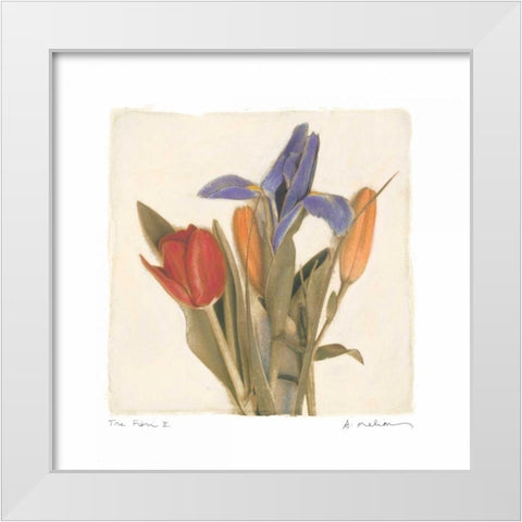 Tre Fiori II White Modern Wood Framed Art Print by Melious, Amy