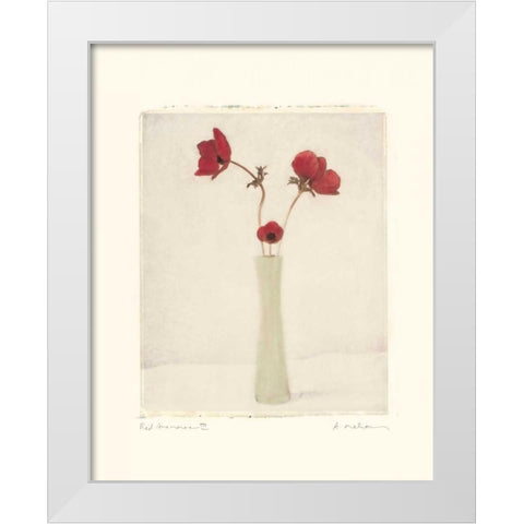 Red Anemones III White Modern Wood Framed Art Print by Melious, Amy