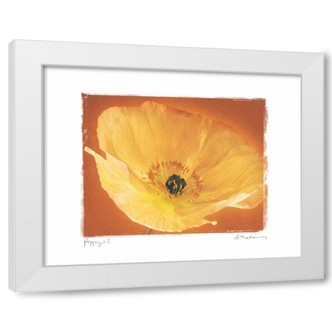 Poppy I White Modern Wood Framed Art Print by Melious, Amy